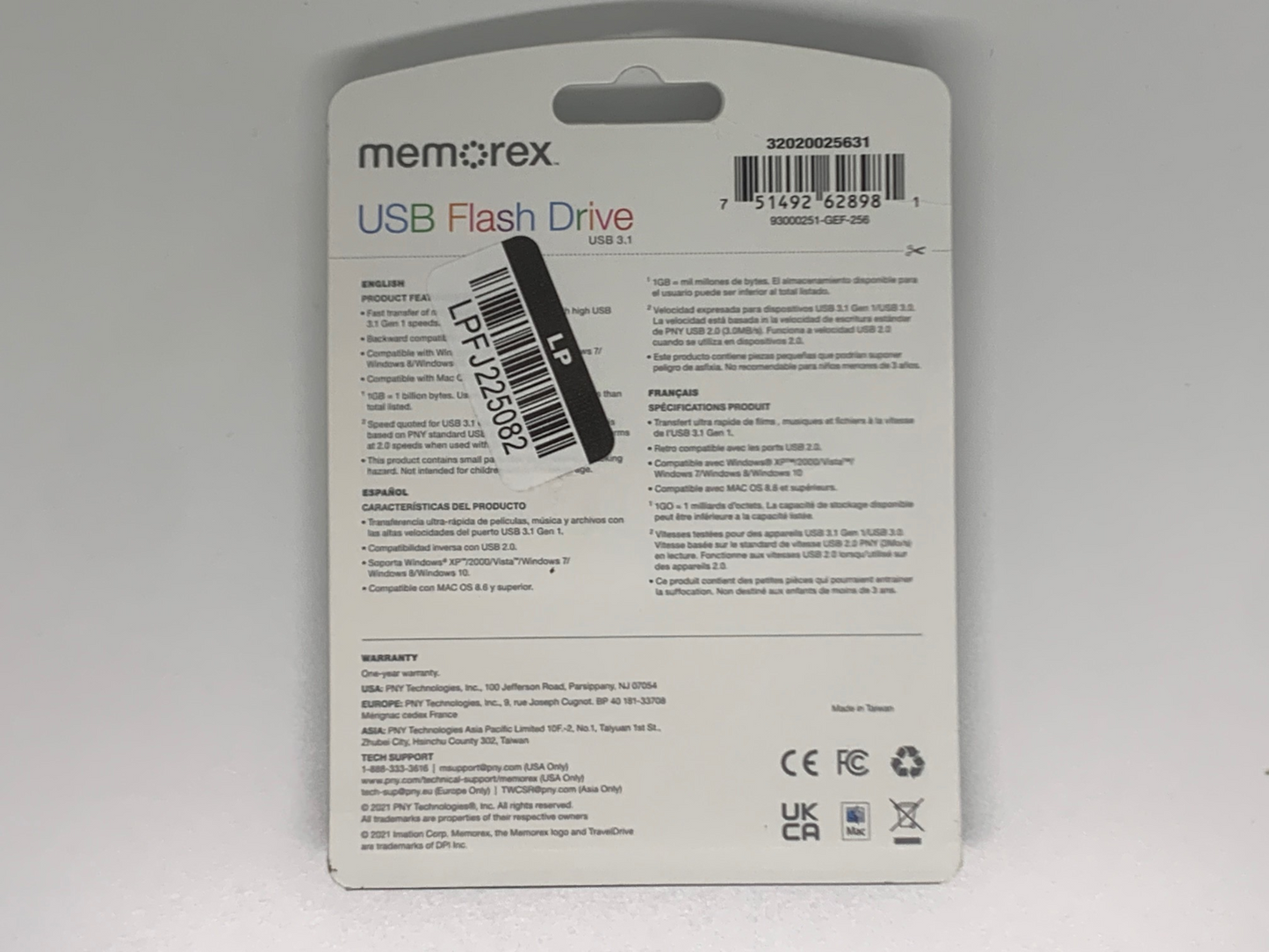 Memorex 93000251-GEF-256 056-06-0037 256GB USB 3.1 High-Capacity Flash Drive