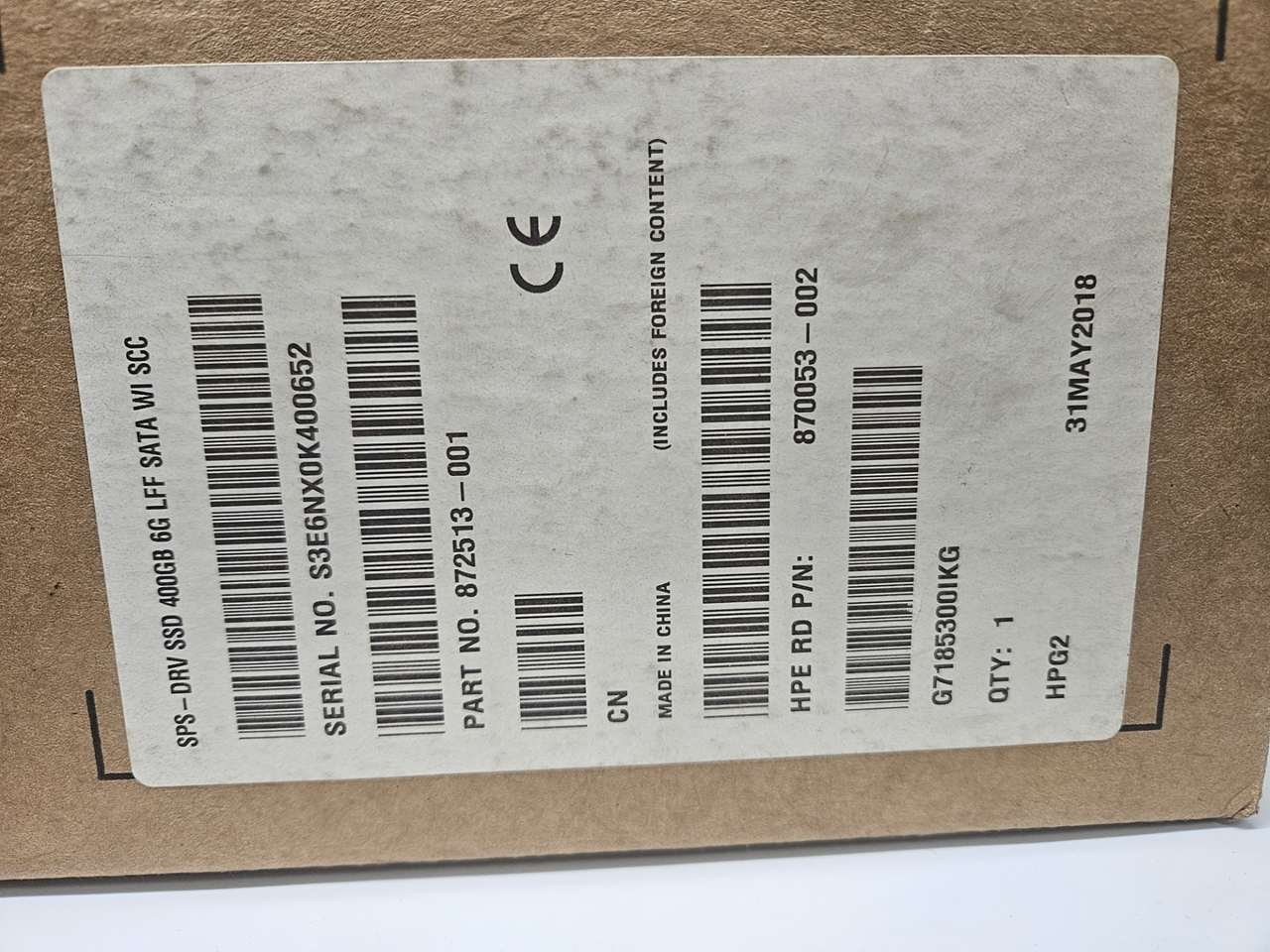 HP 872513-001 SAMSUNG SM865A 400GB SATA SSD MLC 2.5" SFF SOLID STATE DRIVE