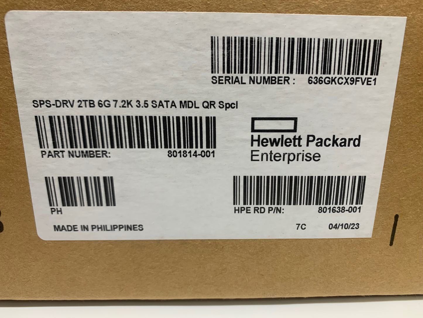HP 801884-B21 801814-001 2TB 7200RPM SATA 6Gb/s 64MB Cache 3.5-Inch Hard Drive