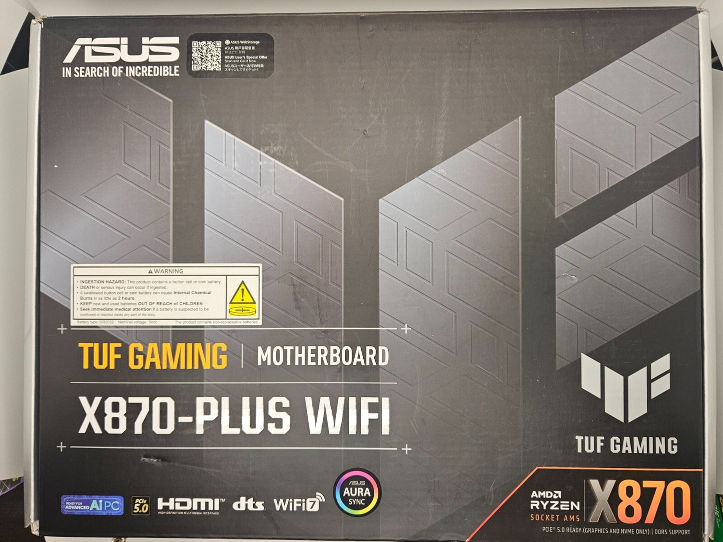 ASUS TUF Gaming X870-PLUS WiFi AMD AM5 X870 DDR5 PCIE 5.0 ATX gaming Motherboard