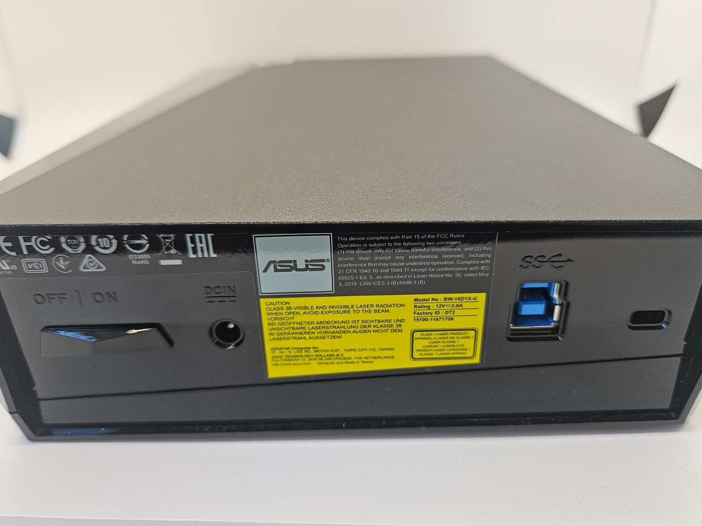 ASUS BW-16D1X-U USB 3.0 External 16X Blu-Ray Re-writer MacOS Compatible