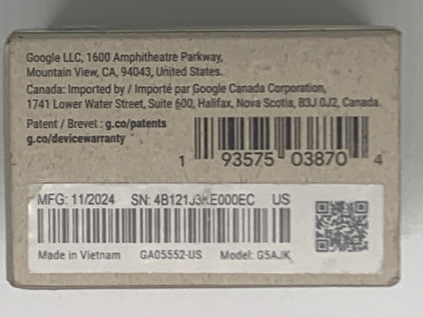 Google GA05552-US G5AJK Nest Temperature Sensor 2nd Gen Porcelain White