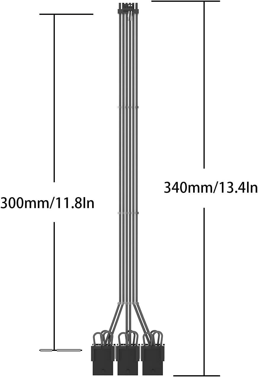 Sirlyr PCIE 5.0 12VHPWR Mini 12+4 pin to 3x8 pin A style GPU power adapter cable