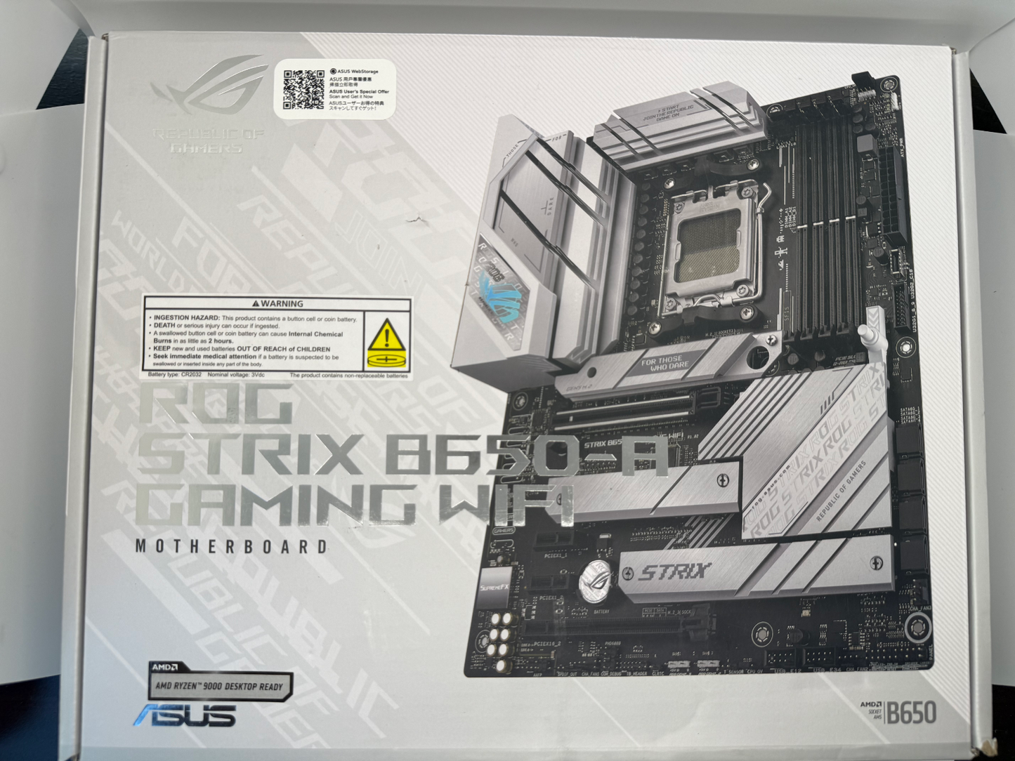 ASUS ROG Strix B650-A Gaming WiFi 6E AM5 LGA1718 Ryzen 7000 DDR5 Motherboard