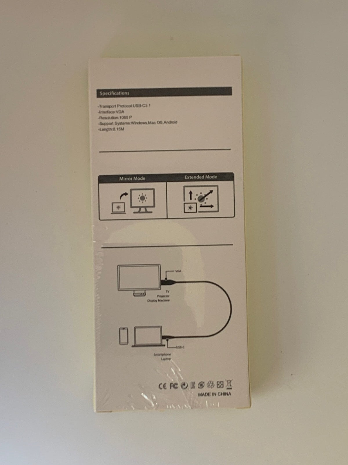 MURSHCOM USB-C Type C (Male) to VGA (Female) 15cm 1080P adapter cable
