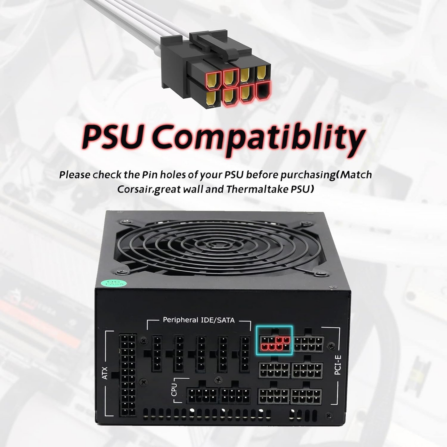 Sirlyr PCIE 5.0 12VHPWR Mini 12+4 pin to 3x8 pin A style GPU power adapter cable