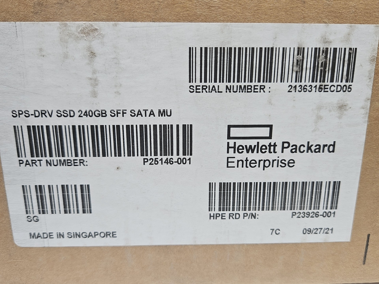 HP P25146-001 P23926-001 240GB SATA 6Gb/s 3D NAND 2.5" SSD