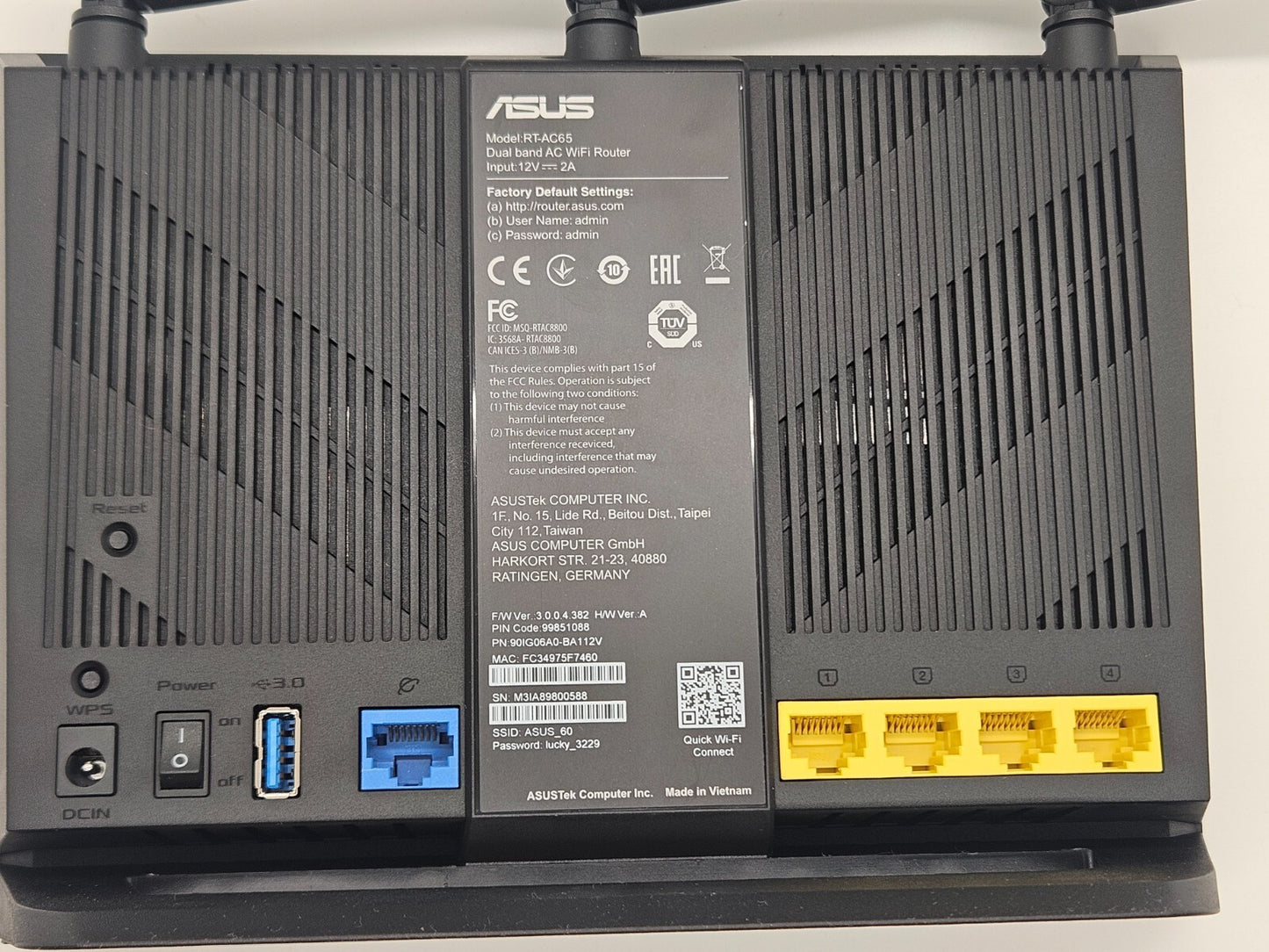 ASUS RT-AC65 AC1750 WiFi USB 3.0 Dual Band Wireless Internet Router