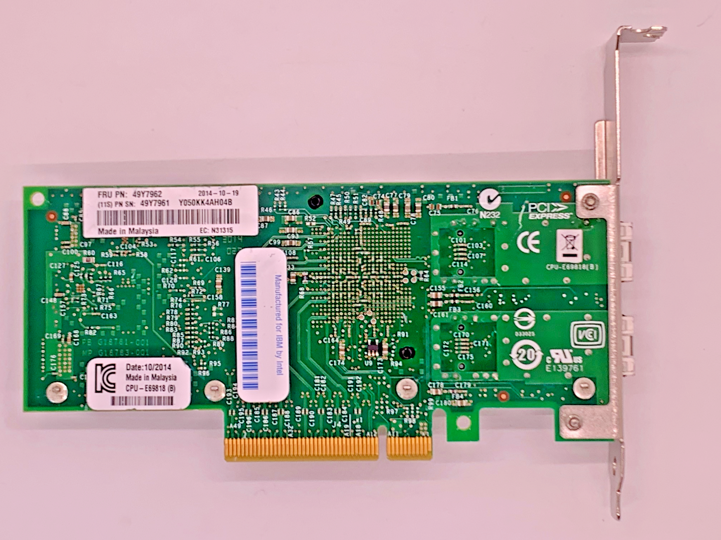 IBM 49Y7962 49Y7961 Intel X520-DA2 Dual Port 10gbe network adapter