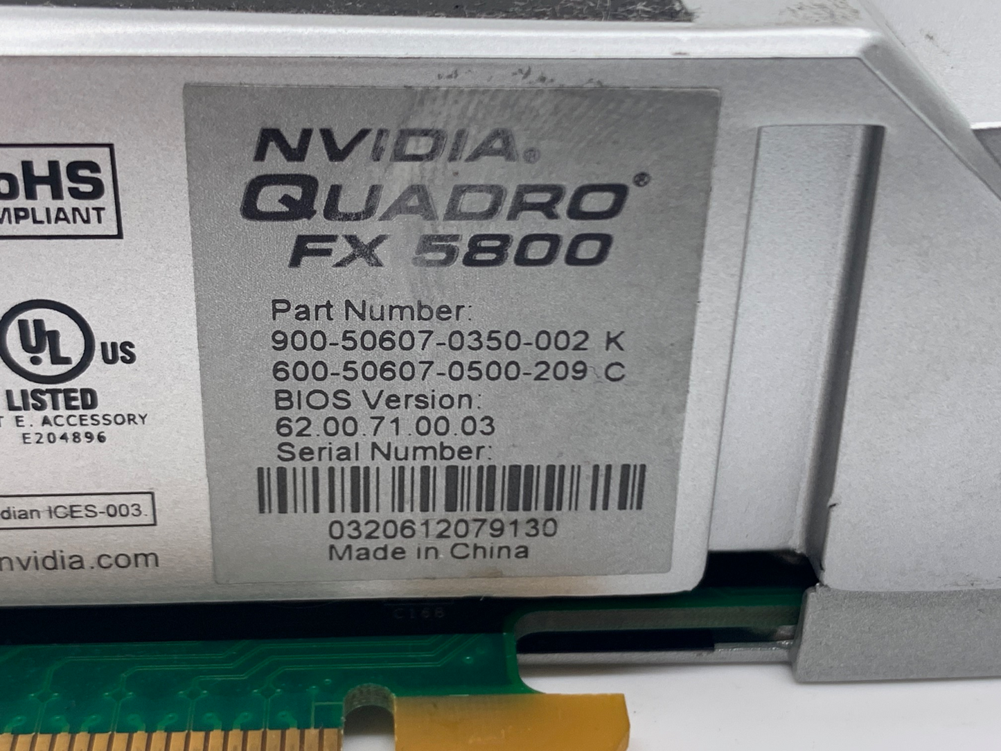 HP FZ559AA FZ559UT NVIDIA Quadro FX 5800 4GB GDDR3 SDRAM PCI Ex16 video card
