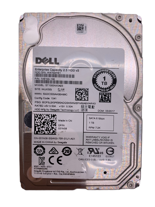 Dell 31N08 031N08 1TB 7.2K SATA 6Gbps 7200RPM 128MB 2.5" Hard Drive