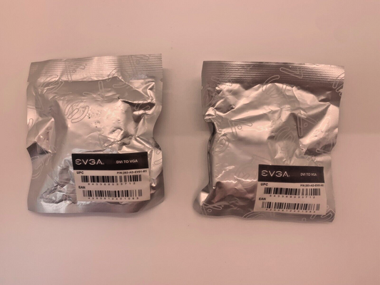 Lot of 2x EVGA 203-AD-EV01-R1 DVI-I (male) to VGA (female) DB-15 Adapter