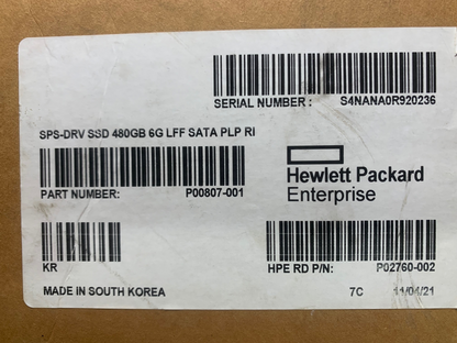 HP P00807-001 P02760-002 480GB SATA 6Gb/s 3.5-Inch Solid State Drive