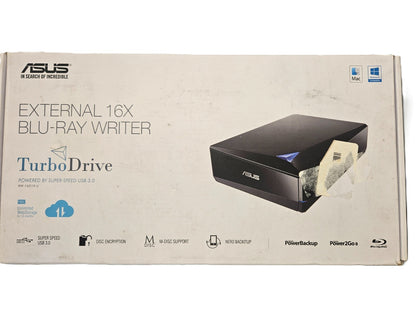 ASUS BW-16D1X-U USB 3.0 External 16X Blu-Ray Re-writer MacOS Compatible