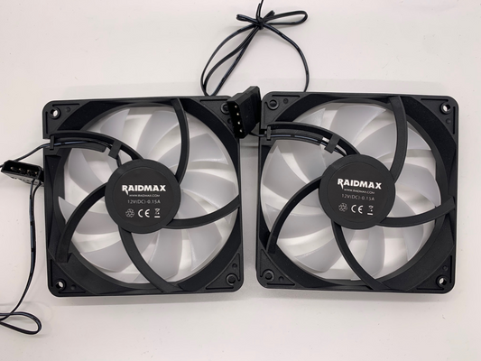 LOT OF 2 RAIDMAX RGB FAN 120MM 4-PIN MOLEX CONNECTOR 12V BLACK