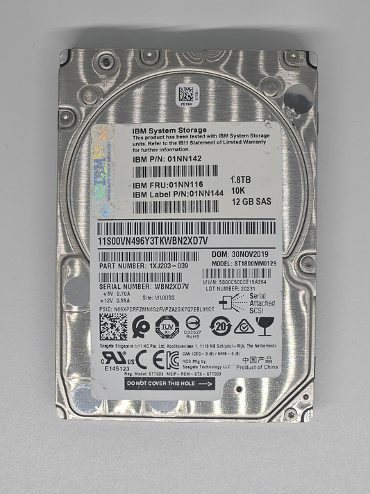 IBM 01NN142 01NN116 01NN144 1.8TB 10K RPM SAS 12Gb/s 256MB Cache 2.5" hard drive