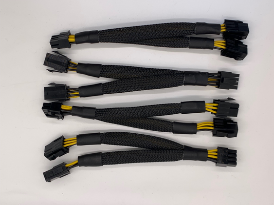 LOT 0F 4X sleeved 8 pin PCIE (M) to 2x 6 pin PCIE (F) 6-inch power adapter cable