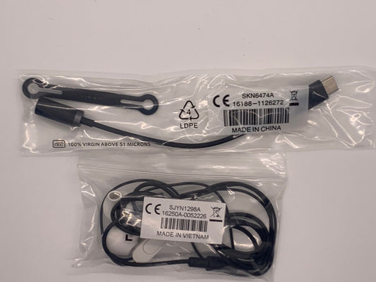 Motorola black headset with Microphone 3.5mm straight jack with USB-C adapter