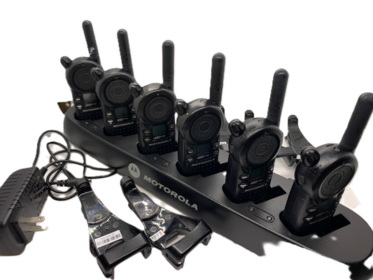 6 Pack of Motorola CLS1110 Walkie Talkie Radios with 6-Bank Charger