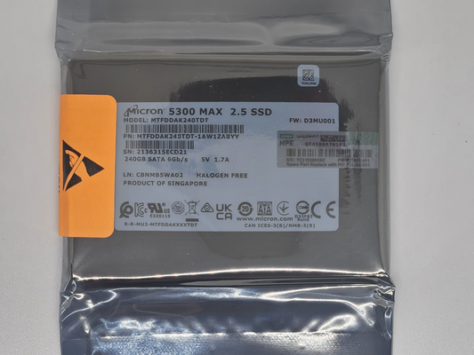 Micron MTFDDAK240TDT-1AW1ZABYY HP 5300 MAX 240GB SATA 6Gb/s 3D NAND 2.5" SSD