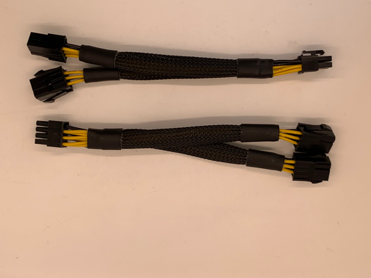 LOT 0F 2X sleeved 8 pin PCIE (M) to 2x 6 pin PCIE (F) 6-inch power adapter cable